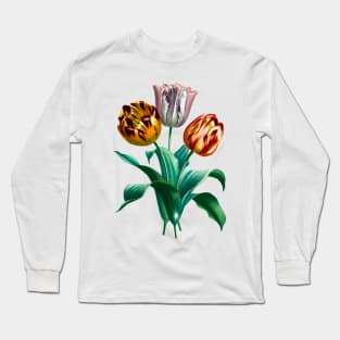 Colorful Vintage Watercolor Tulip Flowers Bouquet Long Sleeve T-Shirt